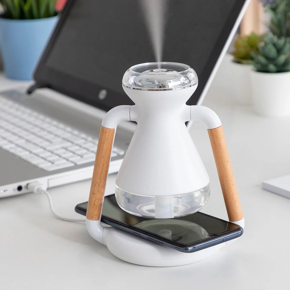 Humidificador Difusor de Aromas y Cargador Inalámbrico Aura Dock
