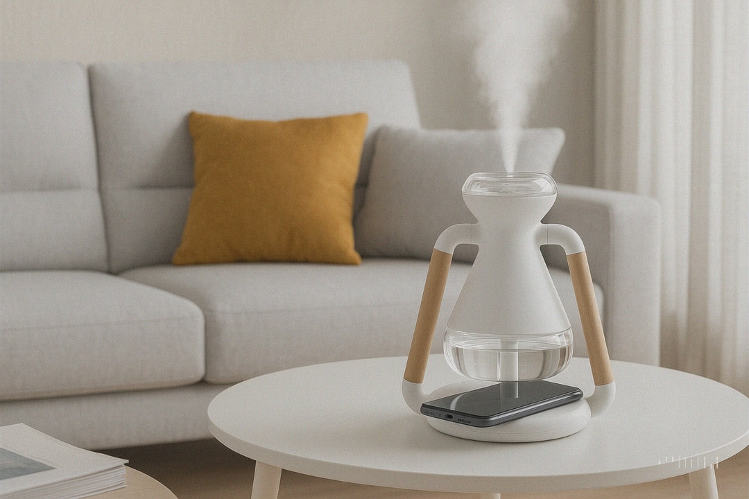 Humidificador Difusor de Aromas y Cargador Inalámbrico Aura Dock